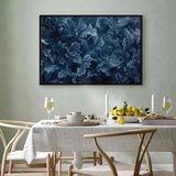  Slika - Abstract Ornaments Dark Blue Victorian Leaves 60x40 U crnom drvenom okviru | shoptok.hr