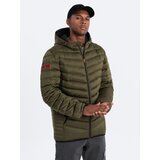 Ombre Men's quilted jacket with satin finish - dark olive green | shoptok.hr