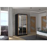 ADRK Klizni ormar s ogledalom NEVIO, 100 cm - CRNA-HRAST | shoptok.hr