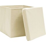 vidaXL škatle za shranjevanje s pokrovi 10 kosov krem 32x32x32cm blago | Shoptok.si
