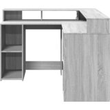  Radni stol s LED svjetlima siva boja hrasta 130x130x91cm drveni | shoptok.hr