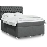 vidaXL Box spring posteljni z vzmetnico temno siv 140x190 cm blago | Shoptok.si