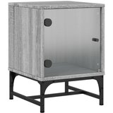  The Living Store Nočna omarica s steklenimi vrati siva sonoma 35x37x50 cm - Nočna Omarica, (21448581) | Shoptok.si