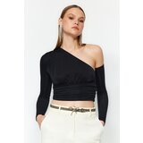 Trendyol Black Crop Shimmering Lurex Knitted Bustier | Shoptok.si