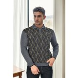 Dewberry 29477 Zippered Polo Collar Mens Sweater-GREY Cijene
