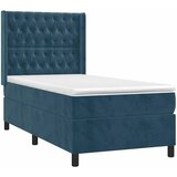  Krevet box spring s madracem LED tamnoplavi 90x200 cm baršun | shoptok.hr