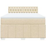 vidaXL Box spring postelja z vzmetnico krem 140x200 cm blago | Shoptok.si