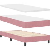 vidaXL Postelja s pomičnim dnom in vzmetnico Roza 90x190 cm Žamet | Shoptok.si