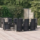  9-dijelni vrtni blagovaonski set s jastucima crni od poliratana | shoptok.hr