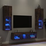  The Living Store Komplet TV omaric LED 5-delni dimljeni hrast inženirski les - Stenska TV Enota, (21508252) | Shoptok.si