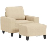  Fotelja s tabureom krem 60 cm od tkanine | Eponuda.com