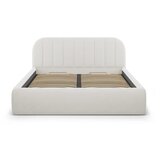 Windsor & Co Sofas Bež oblazinjena zakonska postelja s prostorom za shranjevanje z letvenim dnom 200x200 cm Juno – | Shoptok.si
