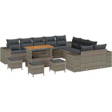 vidaXL Vrtna sedežna garnitura z blazino 14 pcs Siva poli ratan, (5000146654) | Shoptok.si