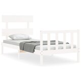The Living Store Posteljni okvir z vzglavjem bel 100x200 cm trden les - Posteljni Okvir, (21529741) | Shoptok.si