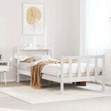  Posteljni okvir z vzglavjem bel 75x190 cm trdna borovina, (21292145) | Shoptok.si