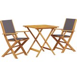  3-dijelni bistro set od tkanine i masivnog drva antracit | Eponuda.com