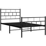 Metalni okvir kreveta uzglavlje i podnožje crni 100x200 cm | shoptok.hr