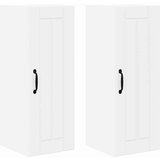 vidaXL Stenska kuhinjska omarica s polico 2 pcs Visok sijaj bela | Shoptok.si