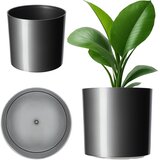 KADAX Okrogel plastični cvetlični lonec 13,5 cm srebrn, (5000350003) | Shoptok.si