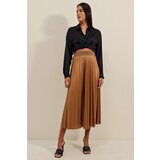 Bigdart 1894 Leather Look Pleated Skirt - Tan cene