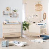 Roba Kremno bela/v naravni barvi otroška komoda v hrastovem dekorju s previjalnim pultom 110x98x75 cm Sidney – | Shoptok.si