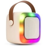  LED RGB zvučnik sa bežičnim mikrofonima (2 mikrofona), 5W/1200 mAh + 2x 400 mAh, krem/zlatna | Eponuda.com