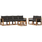 vidaXL Zunanja garnitura za sedenje z blazino 7 pcs Naravna in črna, (5000269199) | Shoptok.si