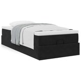 vidaXL Otomanski posteljni okvir z vzmetnico črn 100x200 cm žamet | Shoptok.si