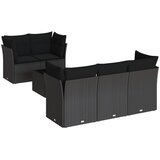  6-dijelni set vrtnih sofa s jastucima crni od poliratana | shoptok.hr