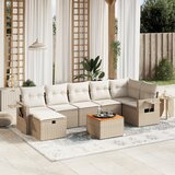 Maison Chic Seti vrtnega pohištva - Vrtna garnitura - Vrtni pohištvo set 8-delna z blazinami bež poli ratan, (21800935) | Shoptok.si