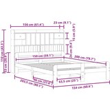vidaXL Knjižna postelja brez vzmetnice 150x200 cm trdna borovina | Shoptok.si