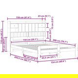 vidaXL Krevet s regalom za knjige bez madraca 150 x 200 cm od borovine | shoptok.hr