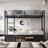 Möbrio Železna pogradna postelja 90x200 cm - s stojalom za čevlje in lestvijo - črna, (22060367) | Shoptok.si