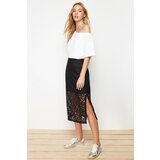 Trendyol Black Lining Detailed Lace Midi Length Woven Skirt Cene