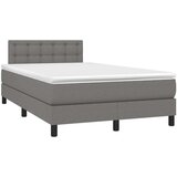 vidaXL Box spring postelja z vzmetnico LED temno siva 120x190 cm blago | Shoptok.si
