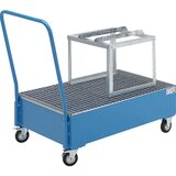 eurokraft basic Pomična prestrezna kadica iz jeklene pločevine, DxŠ 1200 x 800 mm, 1 x 200-l ležeči sod, modre barve RAL 5012 Cene