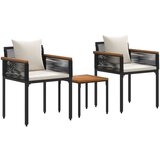  Set vanjskog namještaja 3 pcs Crna i krem-bijela PE ratan | shoptok.hr