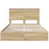  Postelja s shranjevanjem z vzglavjem Sonoma hrast 140 x 200 cm, (5000105929) | Shoptok.si