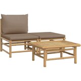  Sedežna garnitura 3-delna s taupe blazinami bambus | Shoptok.si