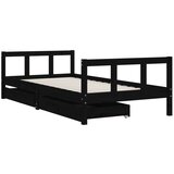  Okvir za dječji krevet s ladicama crni 90 x 190 cm od borovine | Shoptok.si
