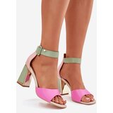 EVENTO Elegant Women's Heeled Sandals Pink-Green Rosazara | shoptok.hr