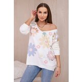 Kesi Sweater blouse with colorful flowers yellow+blue Cijene