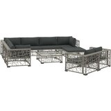 Maison Chic Seti vrtnega pohištva - Vrtna garnitura - Vrtni pohištvo set z blazinami 10-delna poli ratan siva, (21807817) | Shoptok.si