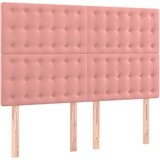 Maison Chic Posteljno vzglavje - Vzglavna omarica 4 kosa roza 72x5x78/88 cm žamet, (22078051) | Shoptok.si