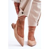 Boto Women's Suede Lace-Up Ballet Flats Nude Lilly Ann | ePonuda.com