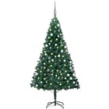 vidaXL umjetno božićno drvce LED s kuglicama zeleno 120 cm PVC | shoptok.hr