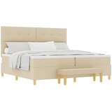  Krevet s opruga kutije s uzglavljem Krema 200 x 200 cm tkanina | shoptok.hr