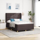 Box Spring postelja z vzmetnico v temno rjavi barvi, 160x200 cm blago, (22051299) Cene