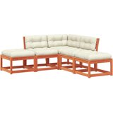  5-dijelni set vrtnih sofa s jastucima voštano smeđi od borovine | shoptok.hr