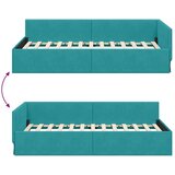 vidaXL Kotna postelja Turkizna 90 x 190 cm Samet in sodobno leseno | Shoptok.si